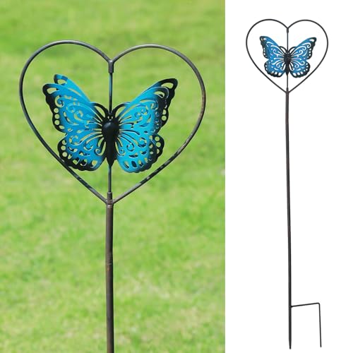 Decorative garden stakes,rotating butterfly garden stake,cemetery decor - color: Blue-b