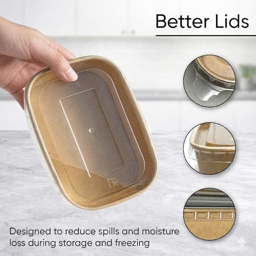 50 Pack 29oz Disposable Meal Prep Containers with Lids, Paper Food Bowls - size: 29Oz