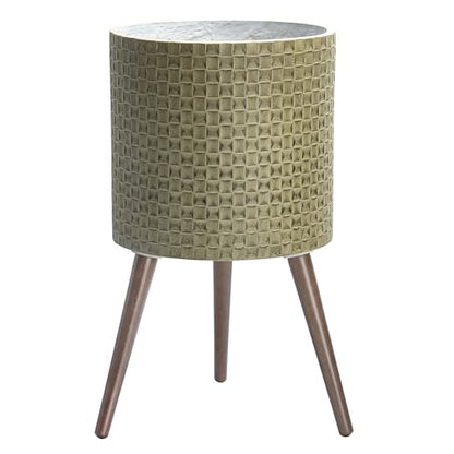 D'vine Dev Planter Pot with Wood Stand, 14 in, Distressed Olive, 88-Z-D-4 - color: Distressed Olive, size: X-Large