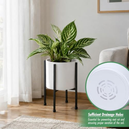 D'vine Dev Plastic Planter Pot with Metal Stand, White, 8 in, 55-D-A-1 - color: White, size: 8 Inch