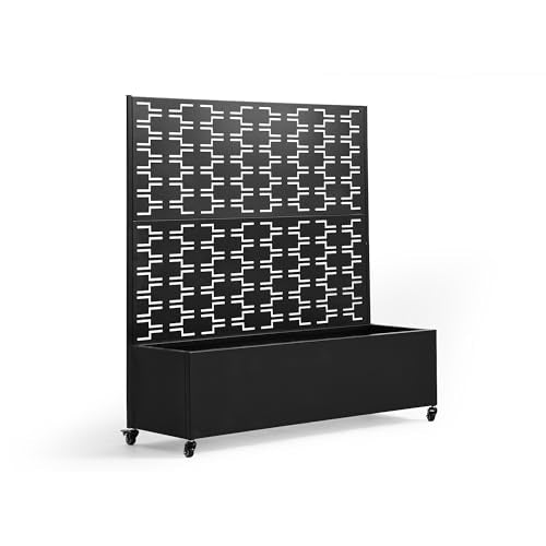 Pia Ricco Planter Box with Trellis, Privacy Planter for Climbing Plants - color: Black-brick, size: Small