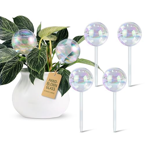 Soilagua Large Rainbow Plant Watering Globes, Extra-Thick Glass, 6 Pack - size: Large – 6 Pack