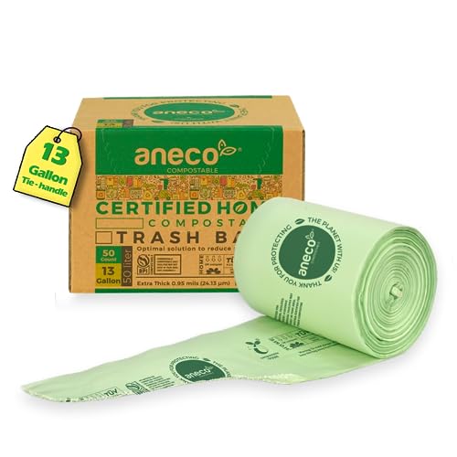 ANECO Compostable Food Waste Bags 13 Gallon, 50 Count