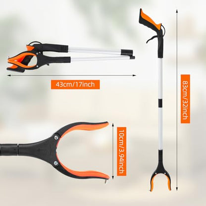 Grabber Reacher Tool, 2 Pack 32" Foldable Lightweight Trash Claw Grabbers