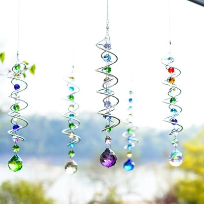 5 Pack Crystal Suncatcher Gazing Ball Spiral Wind Spinner Garden Decor - color: 5 Pack