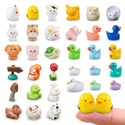 Zerobe 40Pcs Mini Farm Animal Figurines: Resin Fairy Garden Accessories - color: Farm