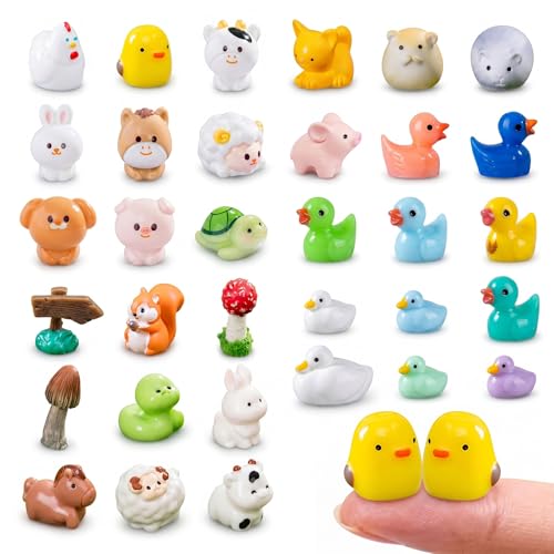 Zerobe 40Pcs Mini Farm Animal Figurines: Resin Fairy Garden Accessories - color: Farm