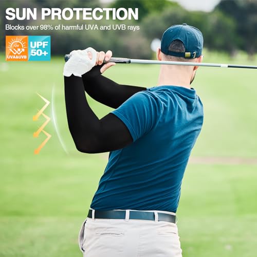 LUOLIIL VOE Arm Sleeves for Men Women，UV Sun Protection Cooling Compression - color: 5 Pairs-black/Beige/White/Blue/Grey#