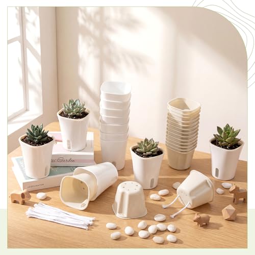 Ziliny 20 Pcs 3.74 Inch Self Watering Planters with Water Indicator - size: 3.74 Inch