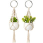 Dahey 2 Pack Mini Macrame Succulent Plant Hangers for Car Rearview Mirror
