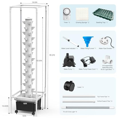 JESLED 15 Tiers Hydroponics Growing System Kits with 4 LED Grow Lights - size: 15tiers