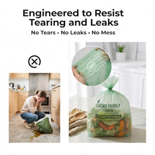 2.6 Gallon Compost Bags for Kitchen Countertop Bin, Compostable, 50 Count - color: 2.6 Gallon, 50 Count