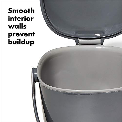 OXO Good Grips Easy-Clean Compost Bin, 0.75 Gal, Charcoal - color: Charcoal, size: 0.75 Gallon