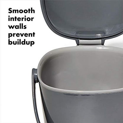 OXO Good Grips Easy-Clean Compost Bin, 0.75 Gal, Charcoal - color: Charcoal, size: 0.75 Gallon