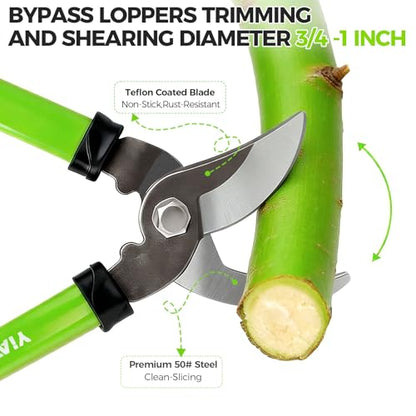 Pruning Shears and Garden Loppers 2pc Set, 15" Branch Cutter