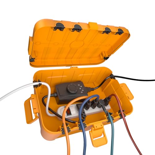 Flemoon Large Outdoor Electrical Box, IP54 Waterproof Extension Cord Cover - color: Orange, size: Large