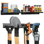TIDYME Garage Tool Organizer Wall Mount 64", 2 Shelves & 4 Single Hooks - size: 64" Carbon Steel with 2 Racks & 4 Hooks