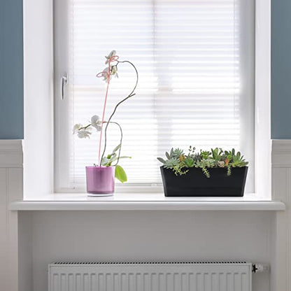 Skelang 3 Pcs Rectangular Plant Pot, 12" Flower Planter Box, Windowsill Container for Succulent, Herb, Vegetable (Black) - color: Black, size: 12 inches