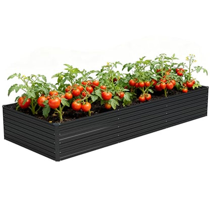 Vengarus 12x4x2ft Galvanized Raised Garden Bed,Metal Raised Beds Kit Black - color: Black, size: 12x4x2 ft