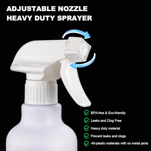 12oz/350ml Plastic Spray Bottles 1 Pack, Adjustable Mist/Stream - color: 16.9oz-White