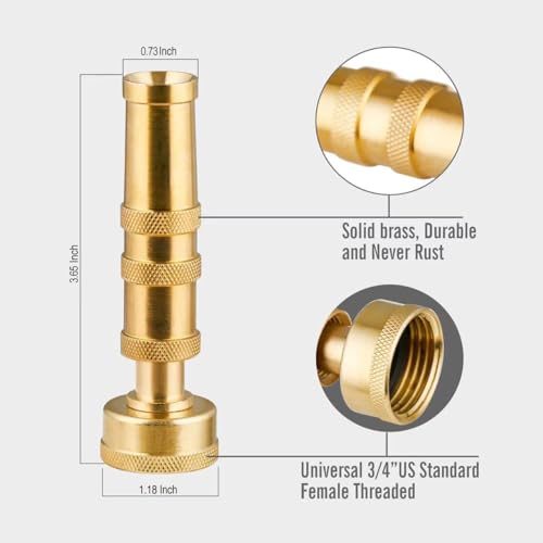 SKYWARD 50ft Stainless Steel Garden Hose, Brass Nozzle,Leakproof,Kink Free - size: 50ft