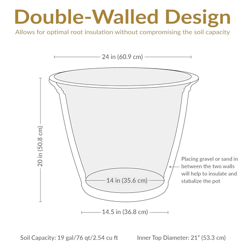 Sunnydaze Anjelica 24'' Large Plastic Planter Pot for Plants, Beige - color: Beige, size: 24 in