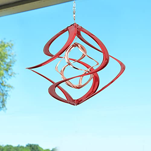 Red Carpet Studios The Original Cosmix Deluxe Helix Wind Spinner, Medium14-Inch, Double Red & Copper - color: Double Red & Copper, size: Medium 14-Inch