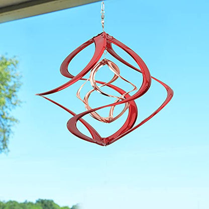 Red Carpet Studios The Original Cosmix Deluxe Helix Wind Spinner, Medium14-Inch, Double Red & Copper - color: Double Red & Copper, size: Medium 14-Inch