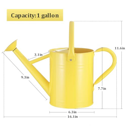 1 Gallon Watering Can for Outdoor&Indoor Plants，Yellow - color: Yellow