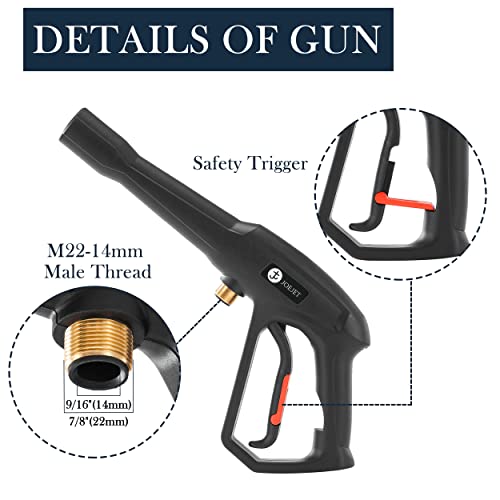 JOEJET Pressure Washer Replacement Gun with Jet Wand and 5 Nozzle Tips