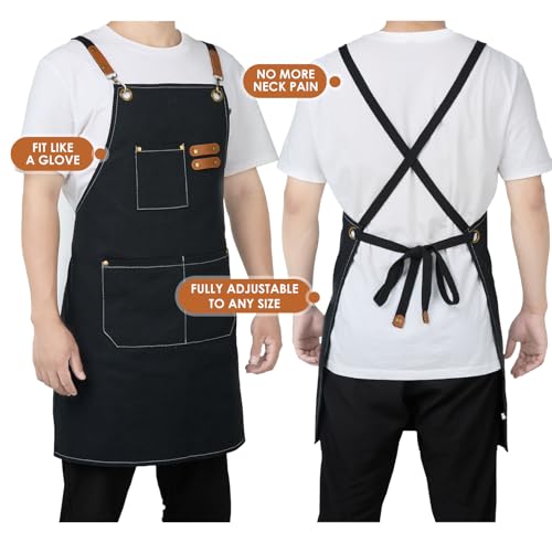 Woodworking Apron Heavy Wax Canvas Work Apron - color: Black