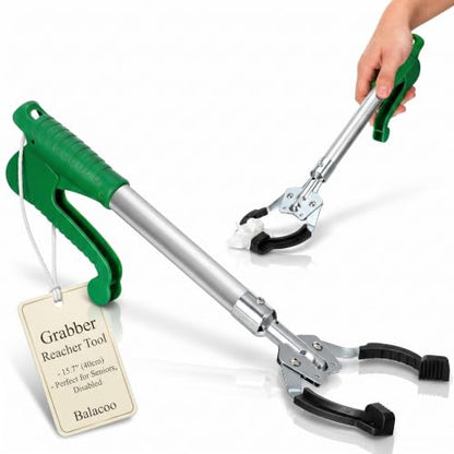 Balacoo Grabber Reacher Tool, Compact 15.7" Ergonomic Short Reacher Grabber