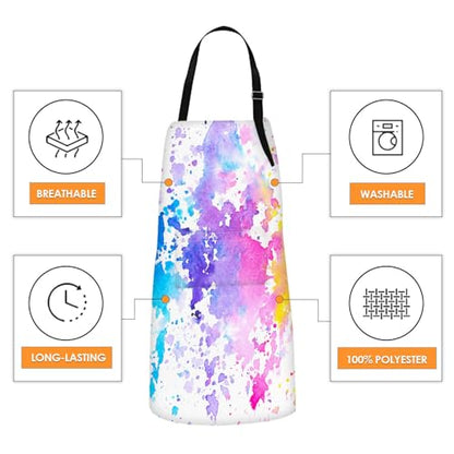 Britimes Apron with Pockets, 32x28 inch, for Women Men, Colorful Paint - color: Watercolor