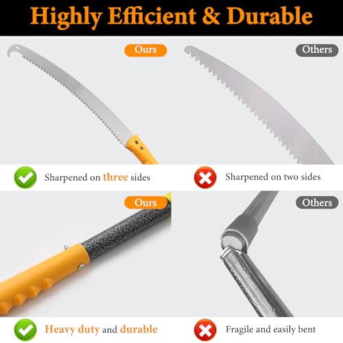 Pole Saws for Tree Trimming, 8.5FT Long Extension tree trimmer pole saw, Lightweight Manual Pruning Saw with Mn Steel Blade, Tree Branch Trimmer for Yard, Garden, Patio - size: 8.5FT