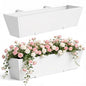 2PC White Railing Planter for Outdoor Plants 36 Inch Metal Hanging Planters Pots with Adjustable Brackets and Drainage Railing Planter Boxes Hanging Flower Pots for Balcony Deck Railings Patio Dec - color: White