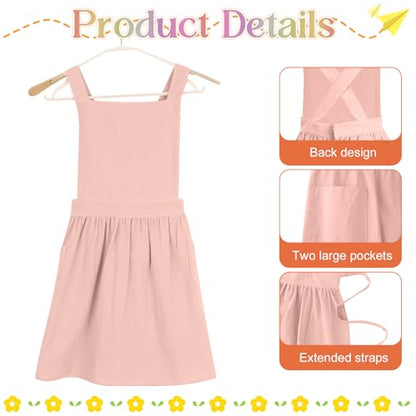 Kids Pinafore Apron, Cross Back Apron, Japanese Style Bib Aprons Home Clothes - color: Pink, size: 76 x 130 cm