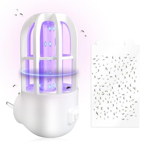 Indoor Fruit Fly Trap with 365–395nm UV Light – 360° Attracting Sticky Insect Catcher for Fruit Flies, Gnats, Mosquitoes, Moths & Houseflies (Refills Included) - color: Solid White