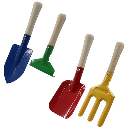 Piutouyar 4 Pack Metal Garden Tool Set, Mini Colorful Beach Tool for Kids