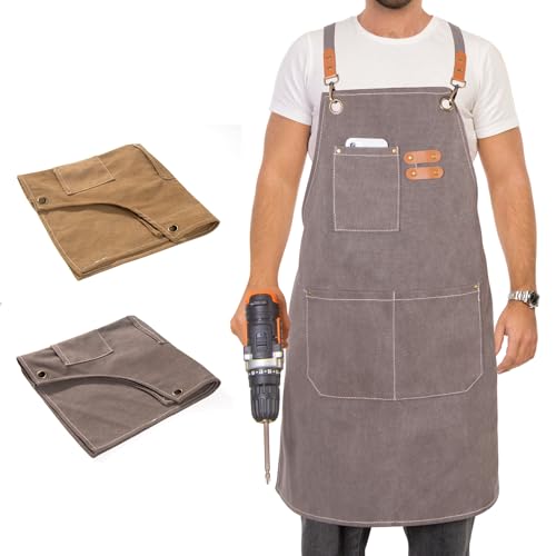 Woodworking Apron Heavy Wax Canvas Work Apron - color: Dark Gray