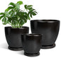 Ceramic Pots for Plants, 10+8+6 Inch Modern Flower Pot, Black - color: Matte Black