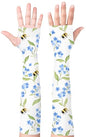 Gardening Sleeves for Women UV Sun Protection with Thumb Hole Anti-Scratch - color: Bee Flower