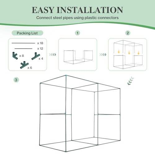 BPS Crop Cages for Garden Plant, 8x4x6 Ft Plant Netting Protection Tent with Zippered Door for Plants, Raised Garden Bed Cover with Frame for Vegetables, Fruits and Flowers - size: 8'x4'x6'