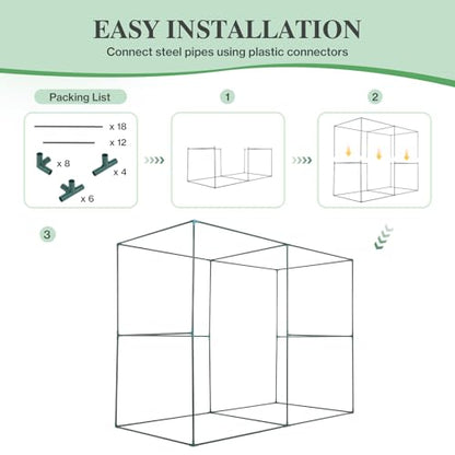 BPS Crop Cages for Garden Plant, 8x4x6 Ft Plant Netting Protection Tent with Zippered Door for Plants, Raised Garden Bed Cover with Frame for Vegetables, Fruits and Flowers - size: 8'x4'x6'