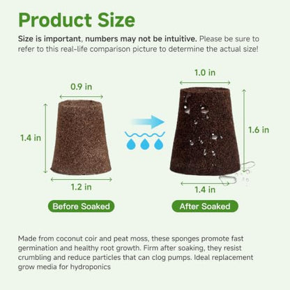 50 Pack Grow Sponges for Hydroponics - Replacement Pods