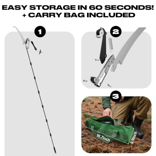 FLORA GUARD 16.5 FT Pole Saw with SK5 Blade, 4-Pulley System