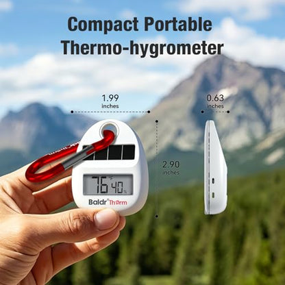 Solar Powered Portable Thermometer Hygrometer with Carabiner