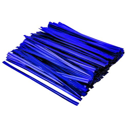 400 Pcs Metallic Twist Ties 4-Inch, Foil Twist Ties for Bread Bags, Candy Bags, Gift Bags, Snack Bags, and Party Favor Wrapping (Blue) - color: Blue