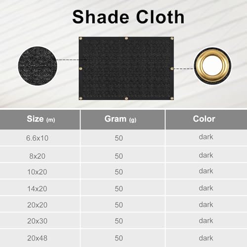 20' x 20' Garden Shade Cloth, 50% Sunblock Mesh with Grommets - size: 20'x20'