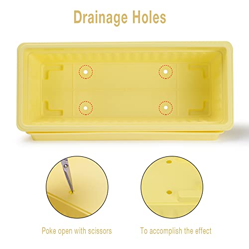 6 Pcs Window Box Planter, 17" Rectangular Planter Box with Saucers, Yellow - size: Yellow - 6 pack