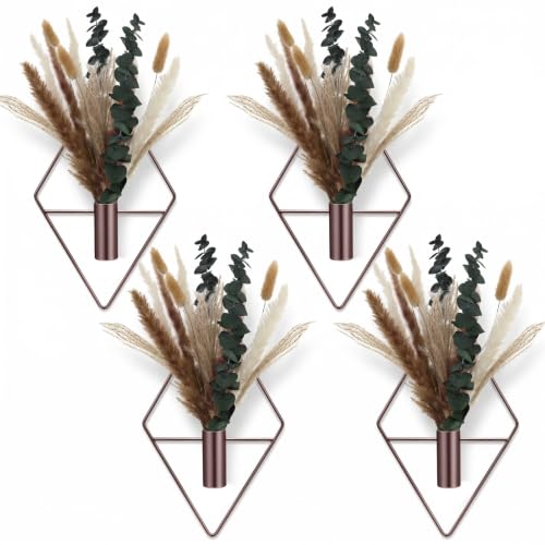 Jexine 2 Pcs Hanging Artificial Planters Wall Decor, Bronze, Pampas - color: Bronze, size: Pampas